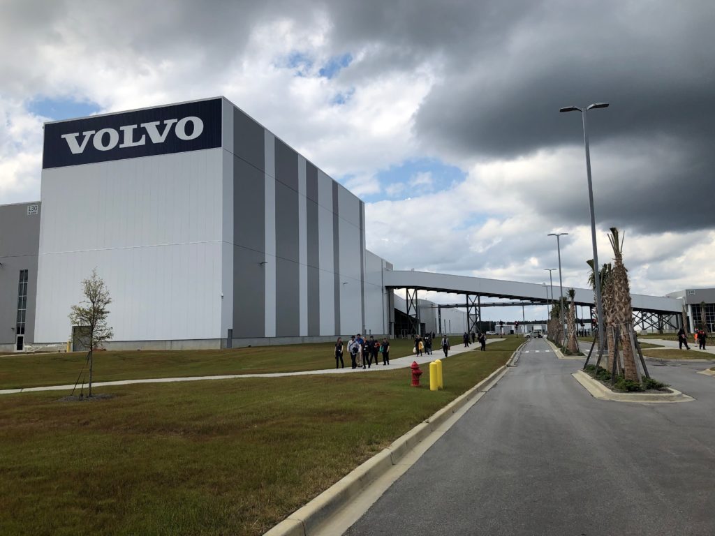 Volvo's new $1.1 billion plant in Ridgeville employs 1,500 people and is currently running at a fraction of its capacity CREDIT: Camila Domonoske/NPR