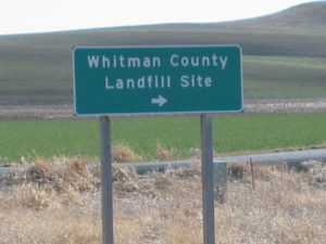 Whitman County Landfill Site sign on US 195