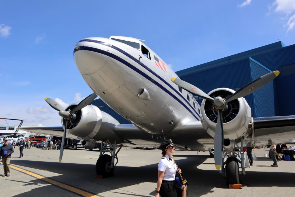 The Historic Flight Foundation's DC-3 was a C-47 military cargo carrier when it originally rolled out of the Douglas Aircraft factory in 1944. CREDIT: TOM BANSE/NW NEWS NETWORK