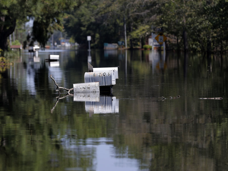 Hurricane Florence flooded Nichols, S.C., in September 2018. It was the second catastrophic flood in the region in less than two years. Gerald Herbert/AP