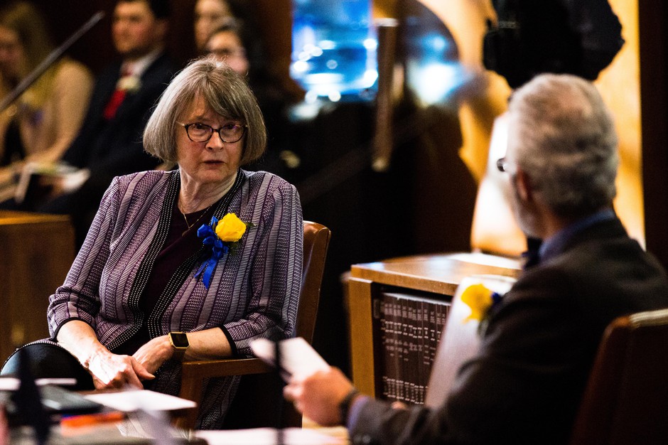 State Sen. Ginny Burdick, D-Portland, in the Oregon Senate on Monday, Jan. 14, 2019, in Salem, Ore. CREDIT: BRADLEY W. PARKS/OPB