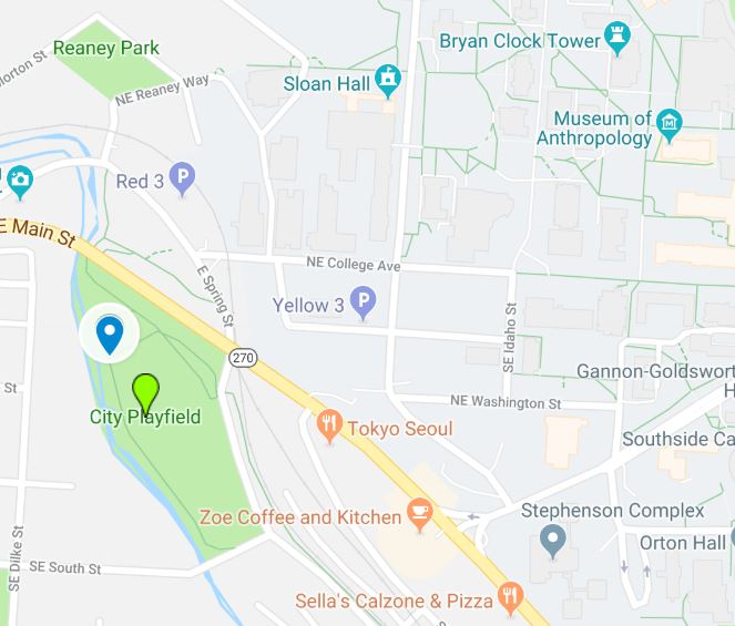 Police in Pullman say a Spokane explosives team diffused a device Sunday, May 5 at the City Playfields near the WSU campuse. CREDIT: GOOGLE MAPS
