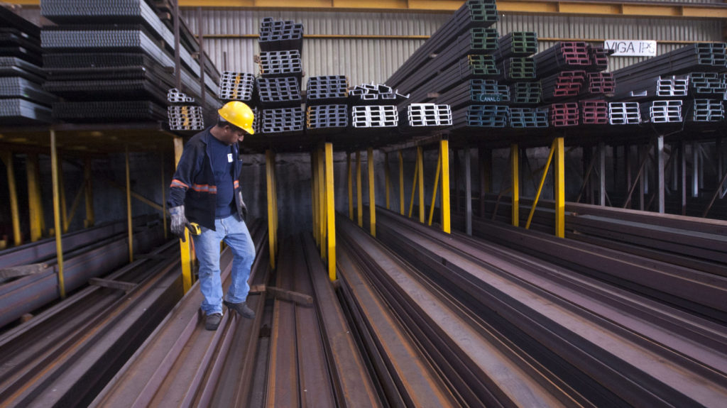 A man works in a steel distribution factory in Monterrey in northern Mexico last week, when the U.S. tariffs on steel and aluminum took effect. CREDIT: Julio Cesar Aguilar/AFP/Getty Images