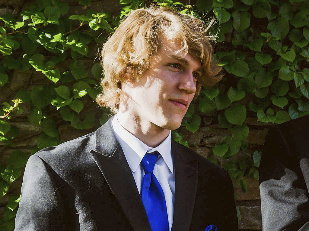 Riley Howell, here in an undated photo, was killed after he tackled a gunman shooting people in a classroom at the University of North Carolina's Charlotte campus. Police say Howell's actions likely saved the lives of other students. Matthew Westmoreland/AP