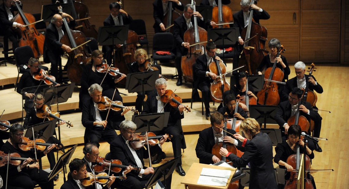 Marin Alsop directs the Baltimore Symphony Orchestra at the Music Center at Strathmore, in North Bethesda, Md. Astrid Riecken/The Washington Post/Getty Images