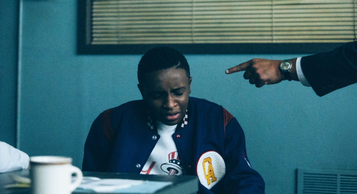 Caleel Harris plays Antron McCray in Ava DuVernay's Netflix miniseries, When They See Us. "He was a part of a gorgeous small family unit — his mother, his father and himself — living in Harlem," DuVernay says. "He had dreams of being a baseball player." Atsushi Nishijima/Netflix
