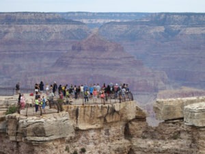 Grand Canyon officials don't keep track of visitors by country of residence, but Mandarin-language brochures are the most in demand there. The Arizona Office of Tourism estimates that in 2018, the number of Chinese visitors to the state dipped 3.7%, after nearly quadrupling from 2010 to 2017. Sean Gallup/Getty Images