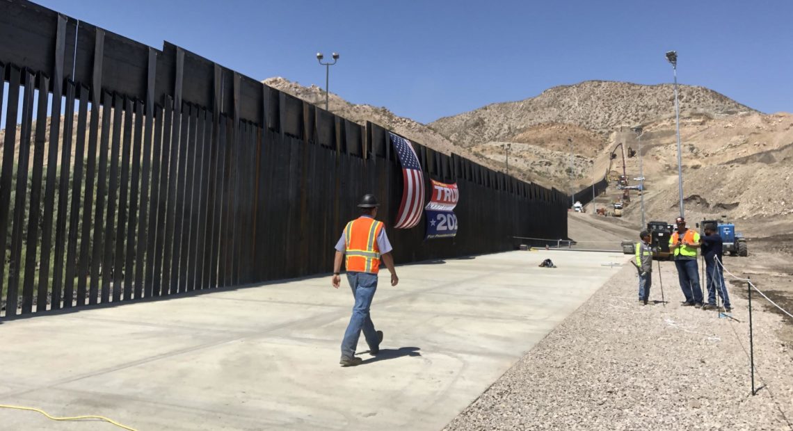 Construction is nearly complete in New Mexico on a section of border wall built with private funds raised by a nonprofit called We Build The Wall. Mallory Falk/KRWG