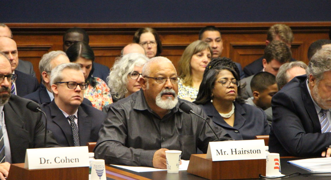 Gary Hairston, a coal miner for 27 years, spoke at the hearing. He has been diagnosed with Progressive Massive Fibrosis, the advanced stage of black lung disease. House Committee on Education and Labor