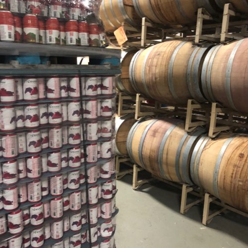 Pallets of 14 Hands canned wines are ready to ship at Columbia Crest winery near Paterson, Wash.