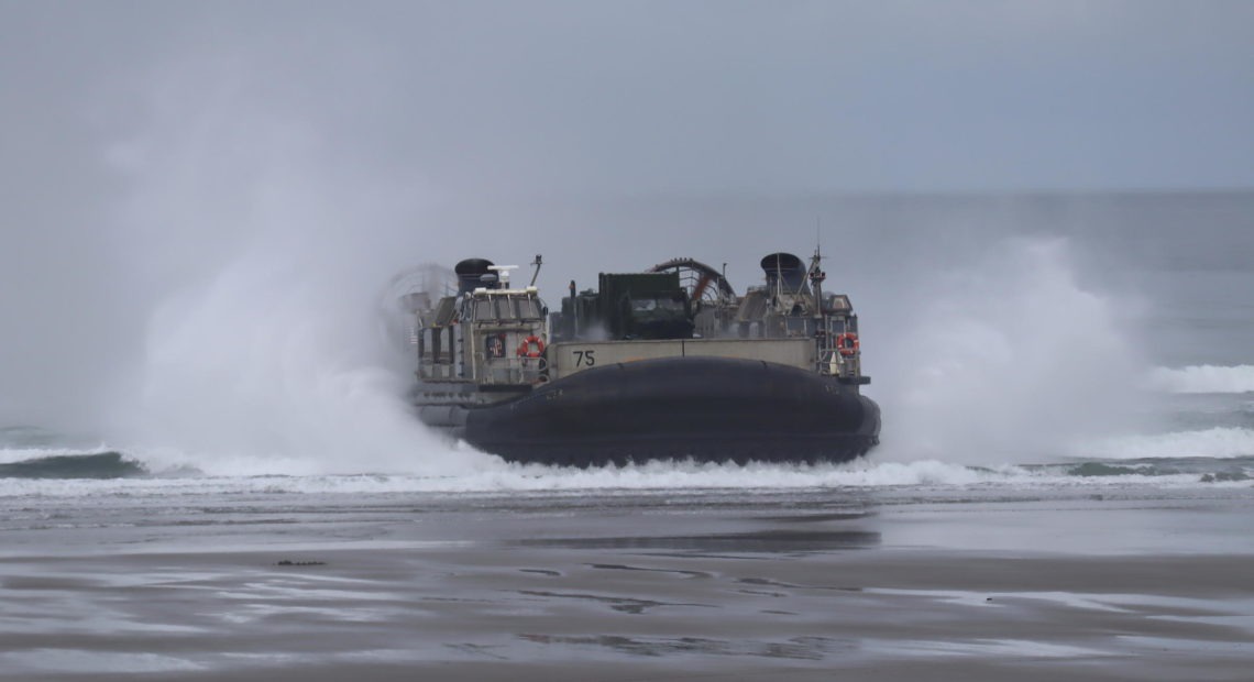 The Navy hovercraft involved in Monday's demonstration are known as LCACs in military lingo. CREDIT: TOM BANSE / NORTHWEST NEWS NETWORK