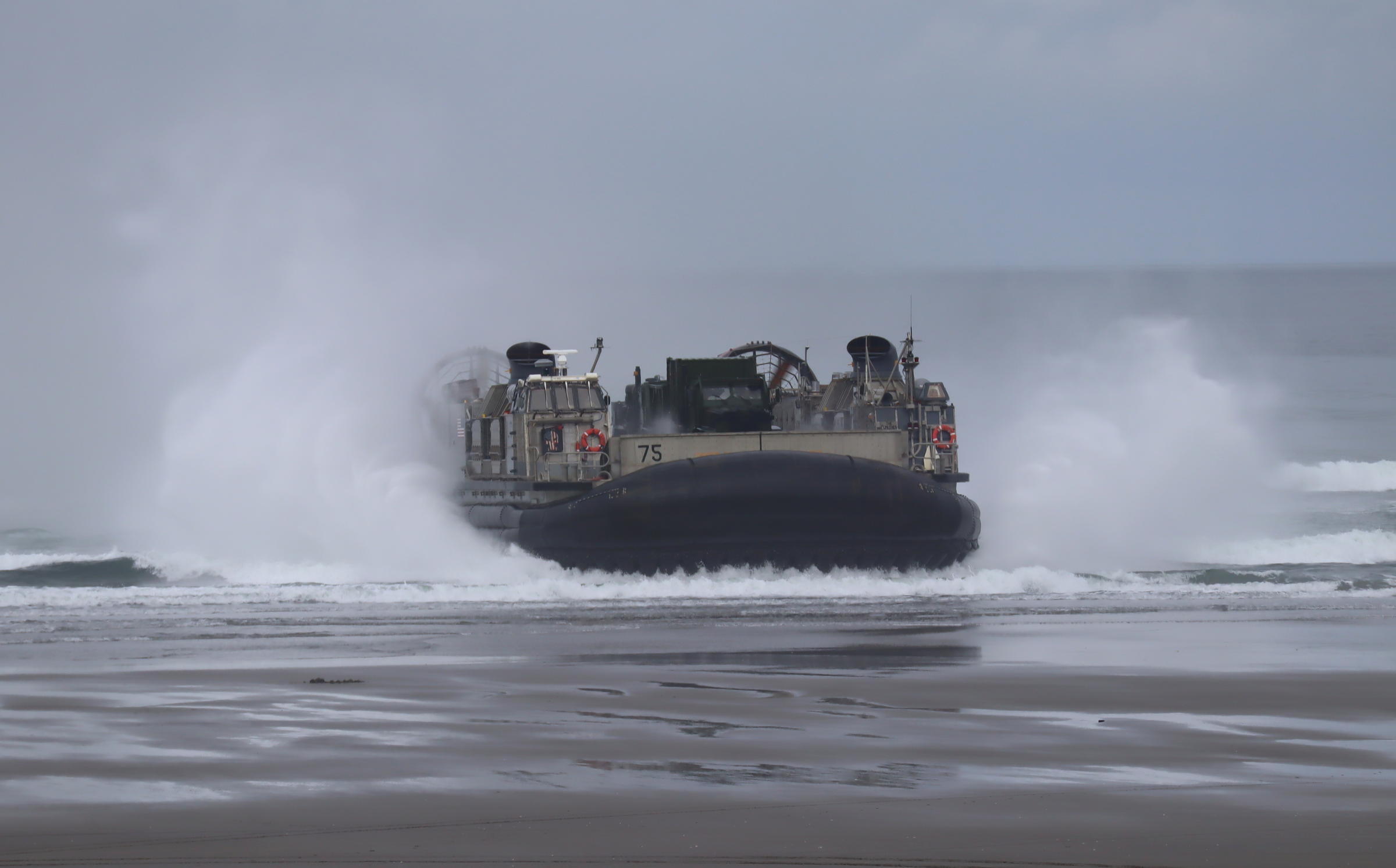 The Navy hovercraft involved in Monday's demonstration are known as LCACs in military lingo. CREDIT: TOM BANSE / NORTHWEST NEWS NETWORK