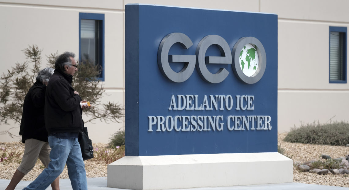 The U.S. Immigration and Enforcement processing center in Adelanto, Calif., is one of the detention facilities operated by GEO Group Inc. Richard Vogel/AP