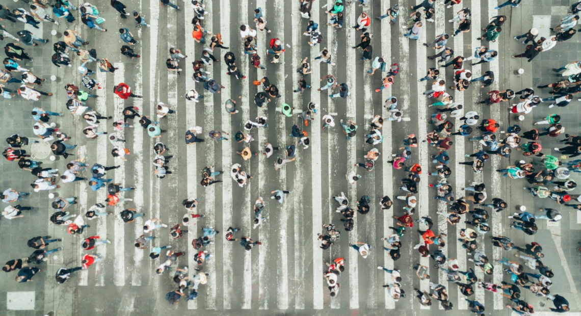 File photo. People crossing street