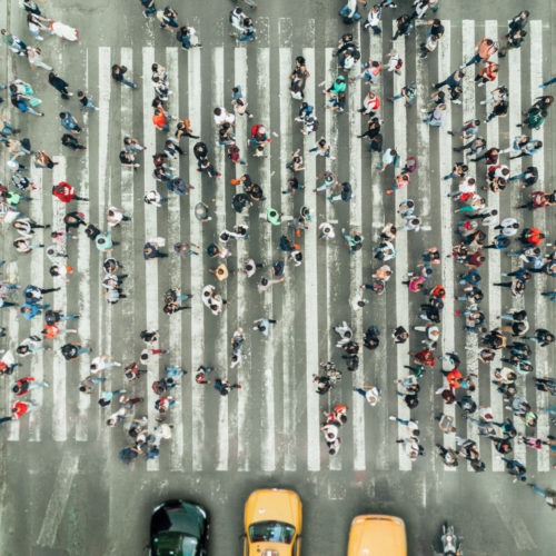 File photo. People crossing street