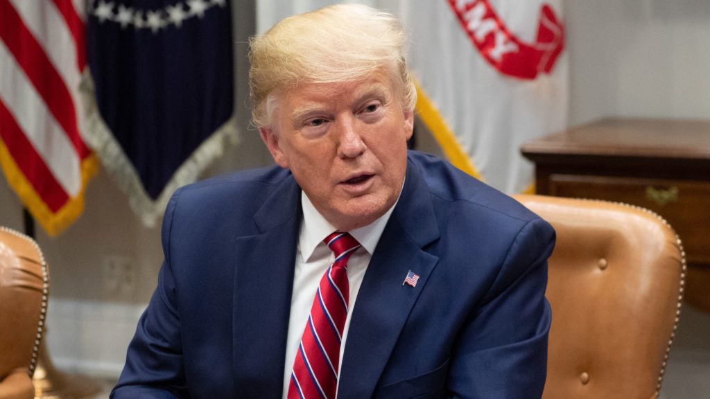 President Trump, pictured in the Roosevelt Room of the White House on June 12, spoke with ABC News about whether he would accept damaging information about a 2020 rival from another government. Saul Loeb/AFP/Getty Images