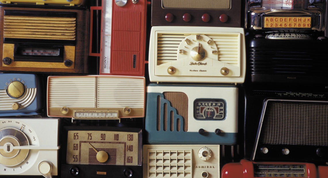 A collection of vintage radios. CREDIT: Greg Huszar/Getty Images/First Light