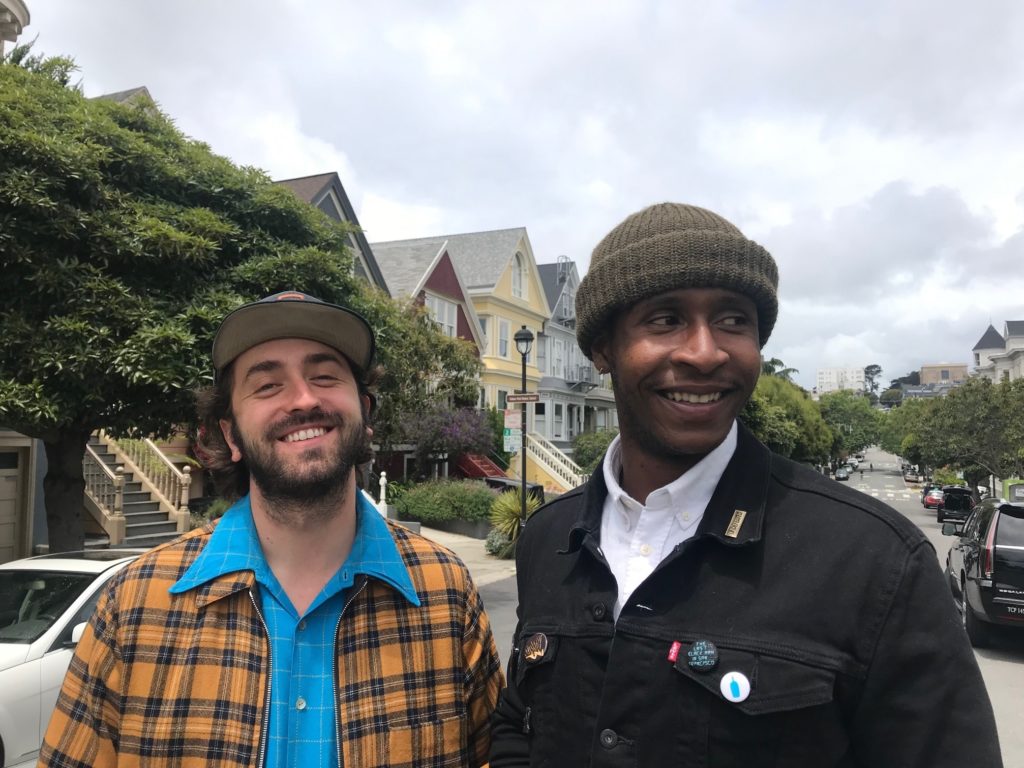 Joe Talbot (left) and Jimmie Fails, best friends in real life, made their new movie based on Fails' actual life story. Mandalit del Barco/NPR