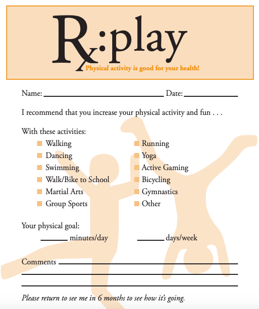 A sample prescription form used in 2010 by health care providers in a forerunner project in the Portland area. Click image to enlarge.