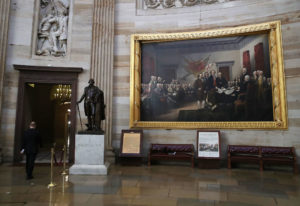 A painting titled Declaration of Independence hangs on the wall inside the U.S. Capitol on May 17, 2017. CREDIT: Mark Wilson/Getty Images