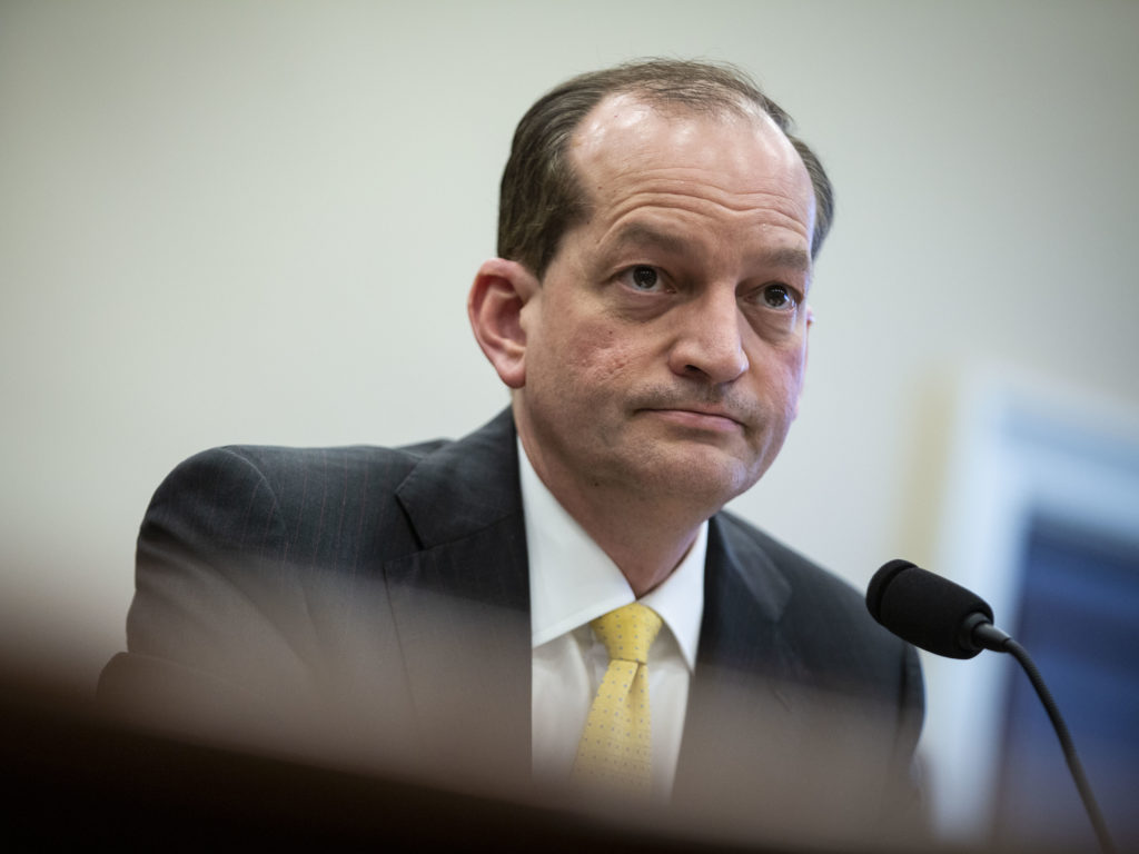 Labor Secretary Alexander Acosta testifies during a House Appropriations Committee hearing on April 3. Al Drago/Getty Images
