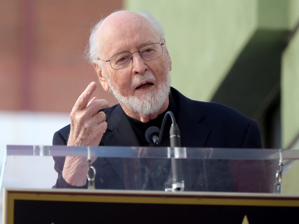 Composer John Williams speaks during a ceremony honoring conductor Gustavo Dudamel, music and artistic director of the Los Angeles Philharmonic, with a star on the Hollywood Walk of Fame on Tuesday, Jan. 22. CREDIT: Richard Shotwell/Invision/AP