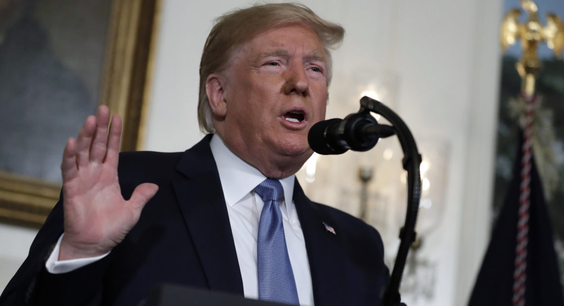 President Trump condemned bigotry following the shootings in El Paso, Texas, and Dayton, Ohio, in remarks at the White House on Monday, Aug. 5, 2019. CREDIT: Evan Vucci/AP