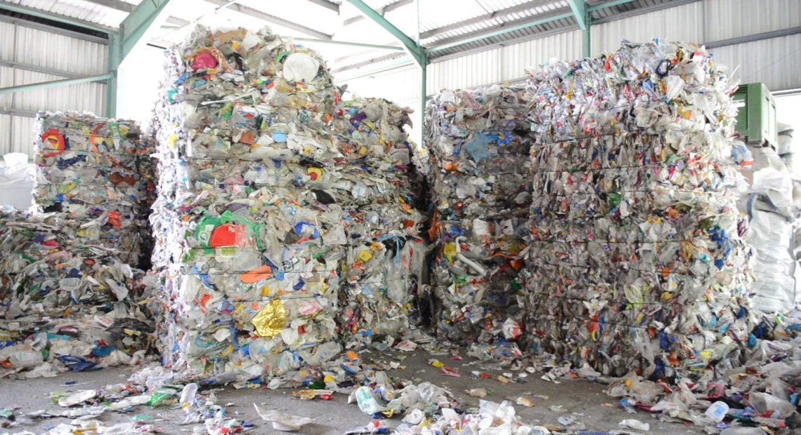 Collected material, including plastic, is baled at TerraCycle. Courtesy of TerraCycle