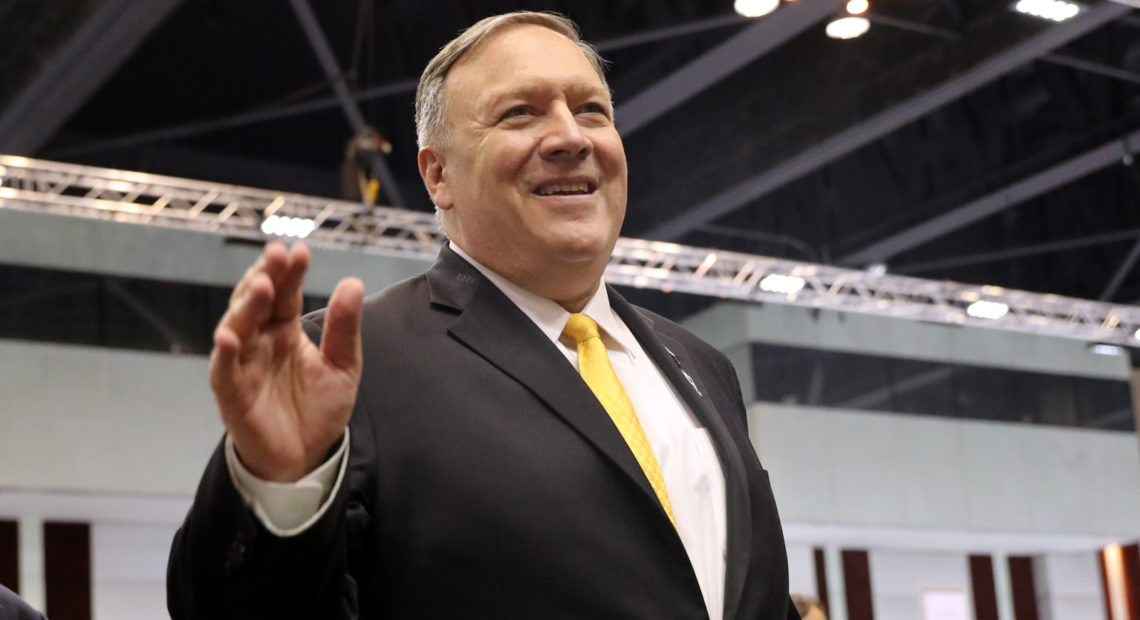 Secretary of State Mike Pompeo, in Bangkok on Friday, Aug. 2, 2019, said the U.S. withdrawal from the Intermediate-Range Nuclear Forces Treaty is now in effect. "Russia is solely responsible for the treaty's demise," he said. CREDIT: Jonathan Ernst/AFP/Getty Images