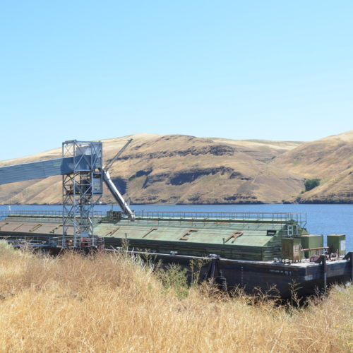 Eastern Washington's Snake River is dotted with wheat-loading facilities. CREDIT: EILIS O'NEILL/KUOW