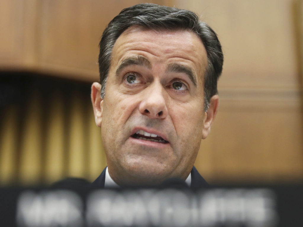 Rep. John Ratcliffe, R-Texas, won't be President Trump's nominee to serve as director of national intelligence after all, Trump said on Friday. CREDIT: Andrew Harnik/AP