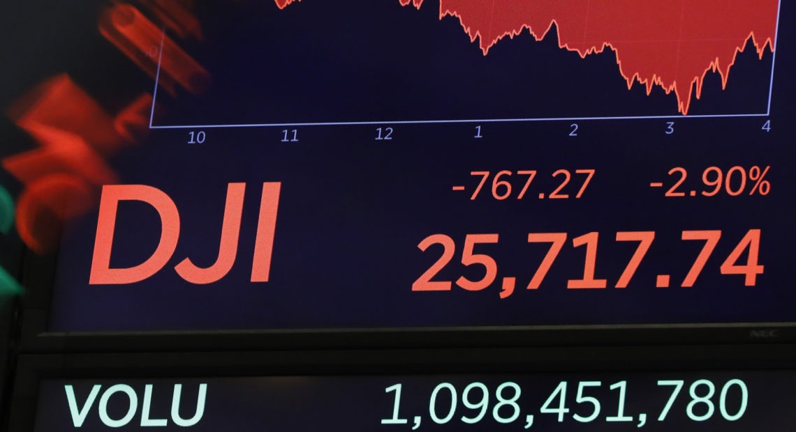The Dow Jones Industrial Average closed down Monday, as did the S&P 500 and Nasdaq, as trade tensions between the U.S. and China increased. Richard Drew/AP
