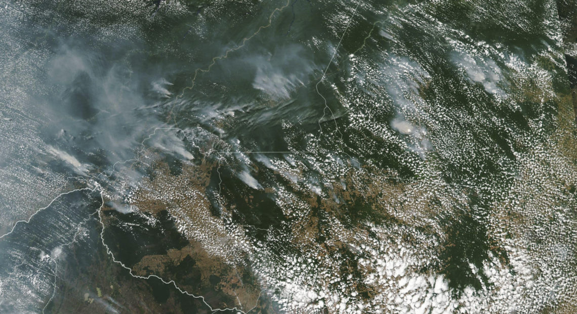 Several of the fires burning in the Amazon rainforest can be seen even from space, as evidenced by this satellite image provided by NASA earlier this month. Brazil's National Institute for Space Research said the country has seen a record number of wildfires this year. NASA via AP