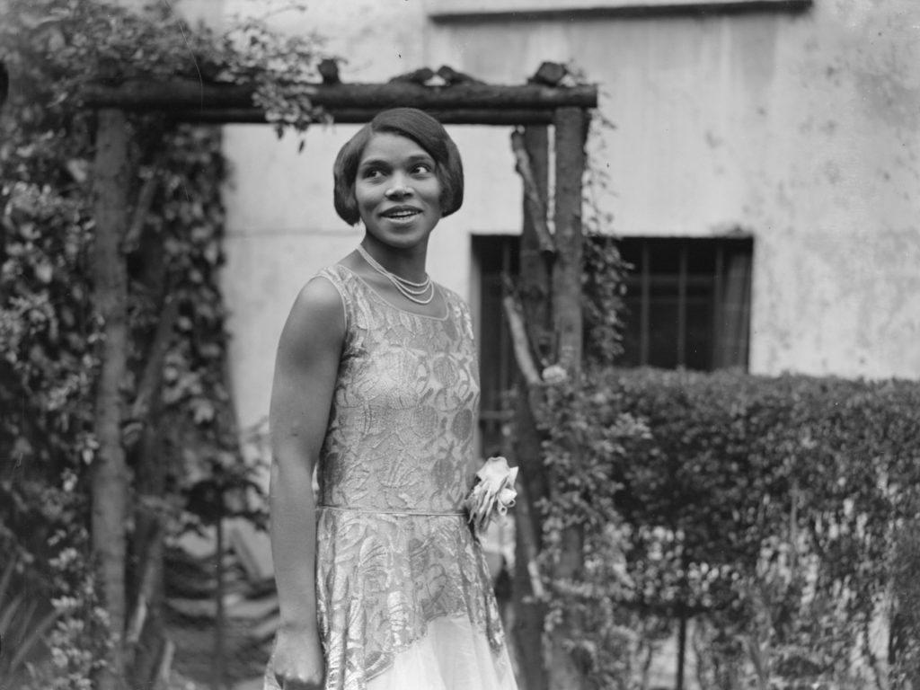 An undated portrait of America contralto Marian Anderson at her home. CREDIT: London Express/Getty Images