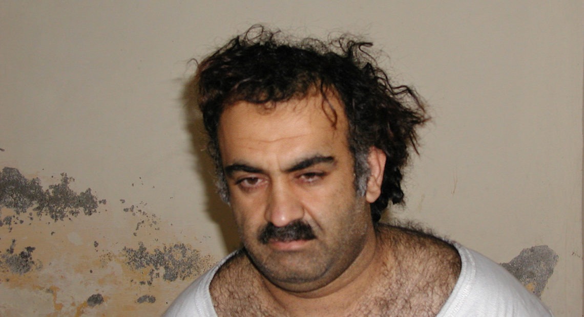 Khalid Sheikh Mohammed, seen shortly after his capture during a 2003 raid in Pakistan, is accused of masterminding the Sept. 11, 2001, terrorist attacks that killed nearly 3,000 people. CREDIT: AP