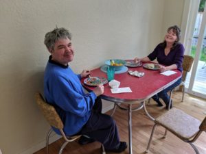 Dawn Akerman and her brother Fred pose while having lunch together before he returned to the hospital in June. Courtesy of Dawn Akerman
