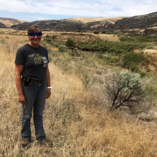 Central Washington rancher Molly Linville would like ranchers to be able to fight fires on their own property in the state. She hopes the state will allow ranchers to form rangeland fire protection associations in areas where no agency is assigned to respond to wildland fires. CREDIT: Courtney Flatt/NWPB