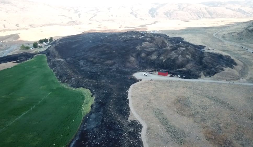County and state firefighters responded quickly to the Spring Coulee Fire on Sunday, Sept. 1, in Okanogan County, where Christian Johnson was severely injured. He was flown to Seattle's Harborview Medical Center. Courtesy of Okanogan County Emergency Managment aerial video