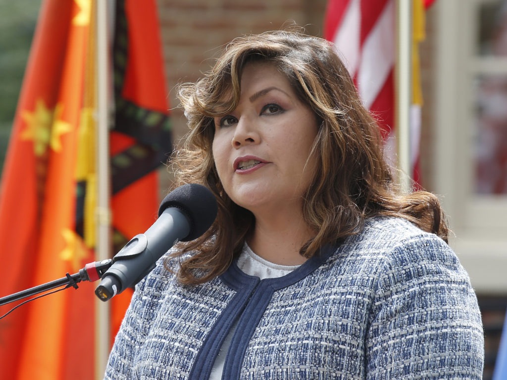 Kimberly Teehee is being nominated by Cherokee National Principal Chief Chuck Hoskin Jr. as a delegate to the U.S. House of Representatives. CREDIT: Sue Ogrocki/AP