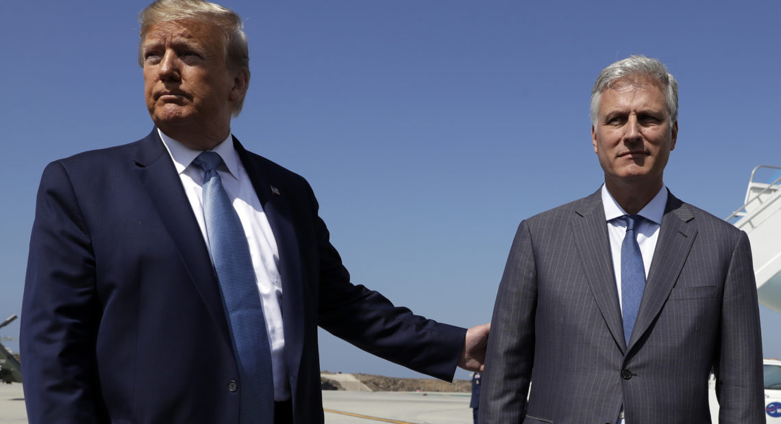 President Trump and new national security adviser Robert O'Brien Evan Vucci/AP