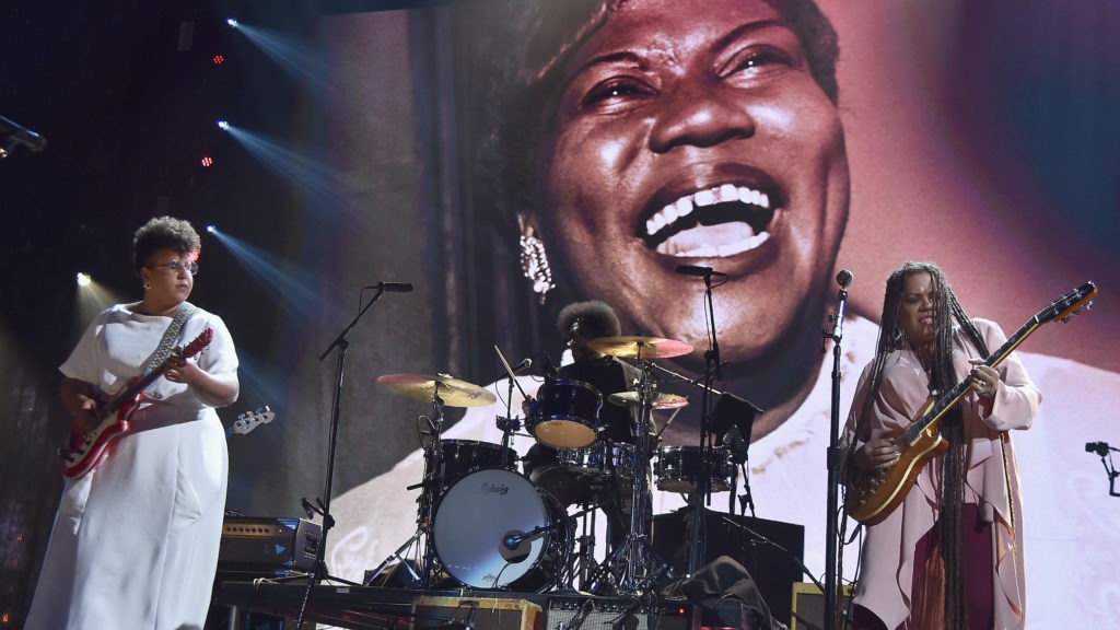 Brittany Howard, Questlove and Felicia Collins pay tribute to Sister Rosetta Tharpe during the Rock & Roll Hall of Fame Induction Ceremony in 2018. Theo Wargo/Getty Images For The Rock and Ro