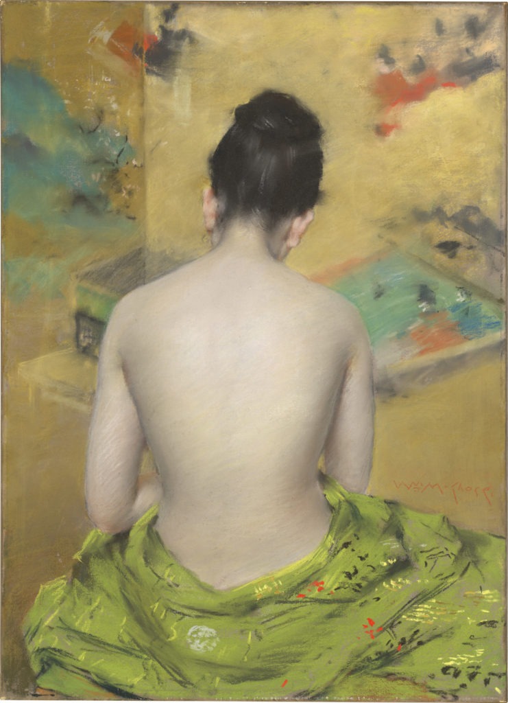 William Merritt Chase's 1888 Study of Flesh Color and Gold, pastel on paper coated with mauve-gray grit National Gallery of Art