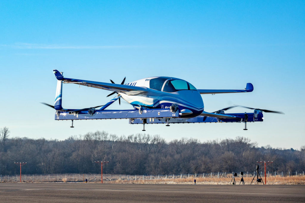 The Boeing Passenger Air Vehicle made its first flight at Manassas Regional Airport in Virginia on Jan. 22. CREDIT: BOEING
