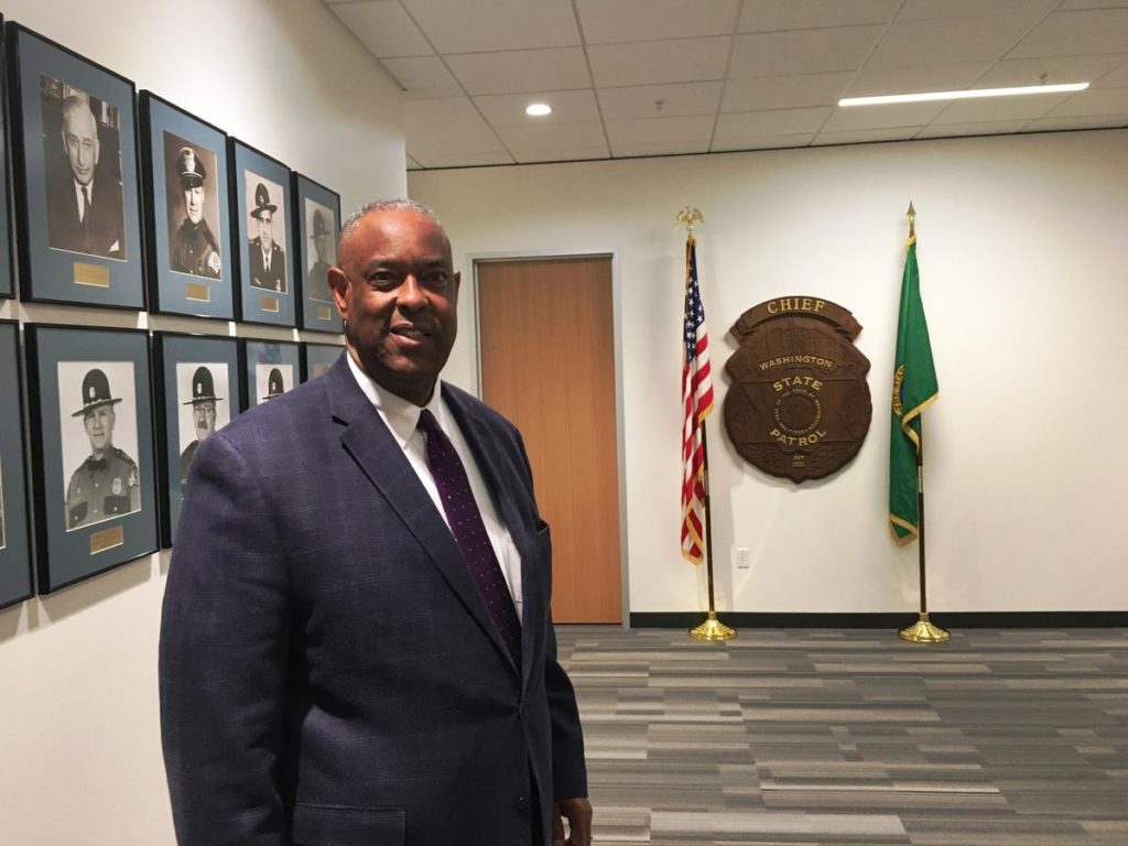 Chief John Batiste has led the Washington State Patrol since 2005. He joined the agency as a trooper in 1976. CREDIT: Austin Jenkins/N3