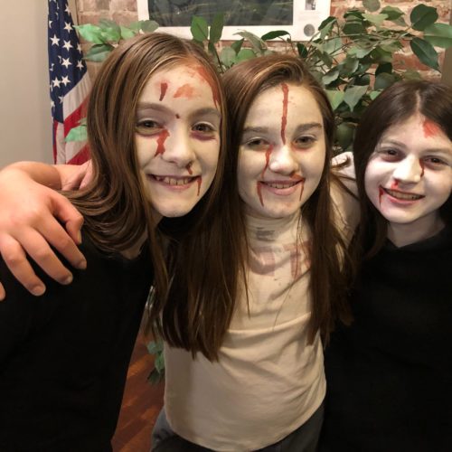 From left, Elena Flansburg, Morgan Lentz, Saralynn De La Cruz, enjoy scaring patrons of Haunted Palouse. CREDIT: Anna King/N3