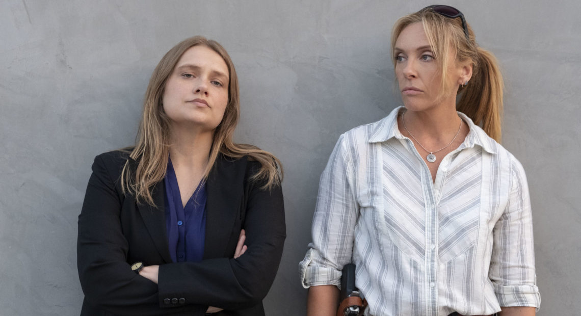 Merritt Wever and Toni Collette play two detectives investigating a series of sexual assaults. CREDIT: Beth Dubber/Netflix