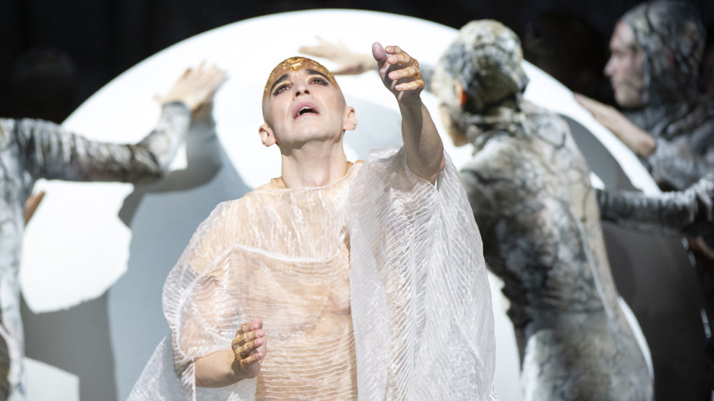 Anthony Roth Costanzo stars in the title role of the Metropolitan Opera's production of Philip Glass' Akhnaten. Richard Hubert Smith/English National Opera/Metropolitan Opera