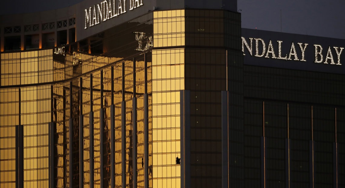 MGM Resorts International has agreed to pay up to $800 million to settle thousands of liability claims stemming from the 2017 mass shooting in Las Vegas. The shooter holed up in a room on the 32nd floor of the MGM-owned Mandalay Bay resort and casino. CREDIT: John Locher/AP