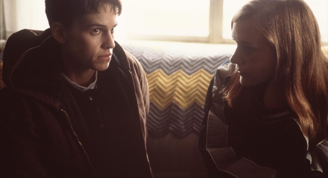 Hilary Swank (left) and Chloe Sevigny starred in Boys Don't Cry, a fictionalized portrayal of the transgender youth Brandon Teena (played by Swank). Getty Images
