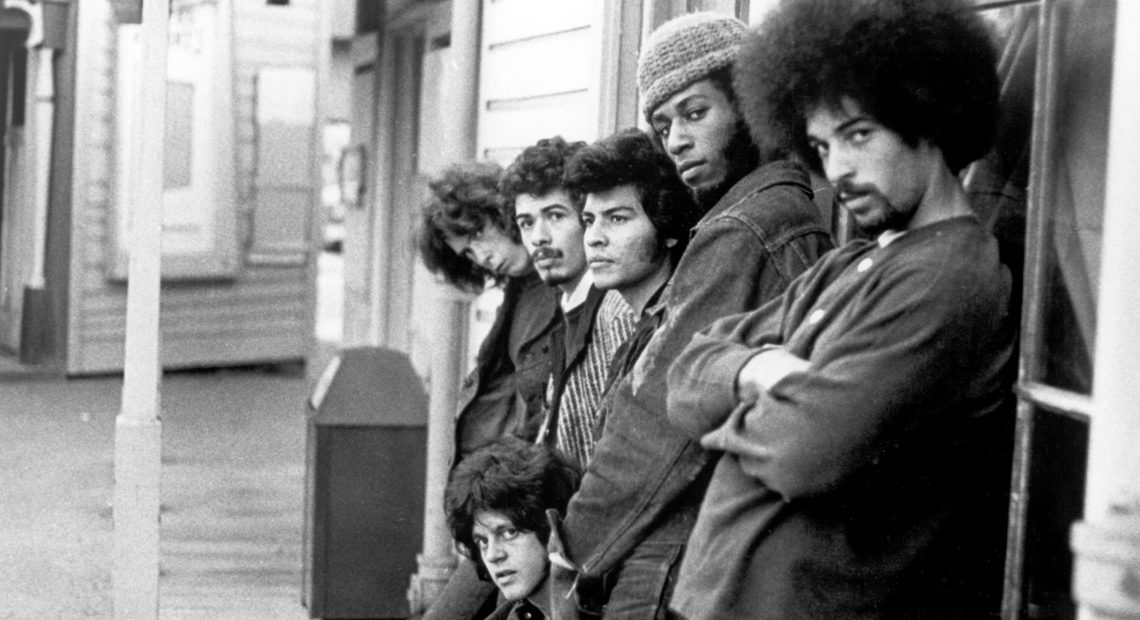The lineup of Santana as of May, 1969, photographed in San Francisco. From left: Michael Shrieve, Carlos Santana, Gregg Rolie, Jose 'Chepito' Areas, David Brown and Michael Carabello. Michael Ochs Archives/Getty Images